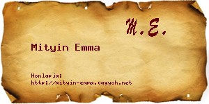 Mityin Emma névjegykártya